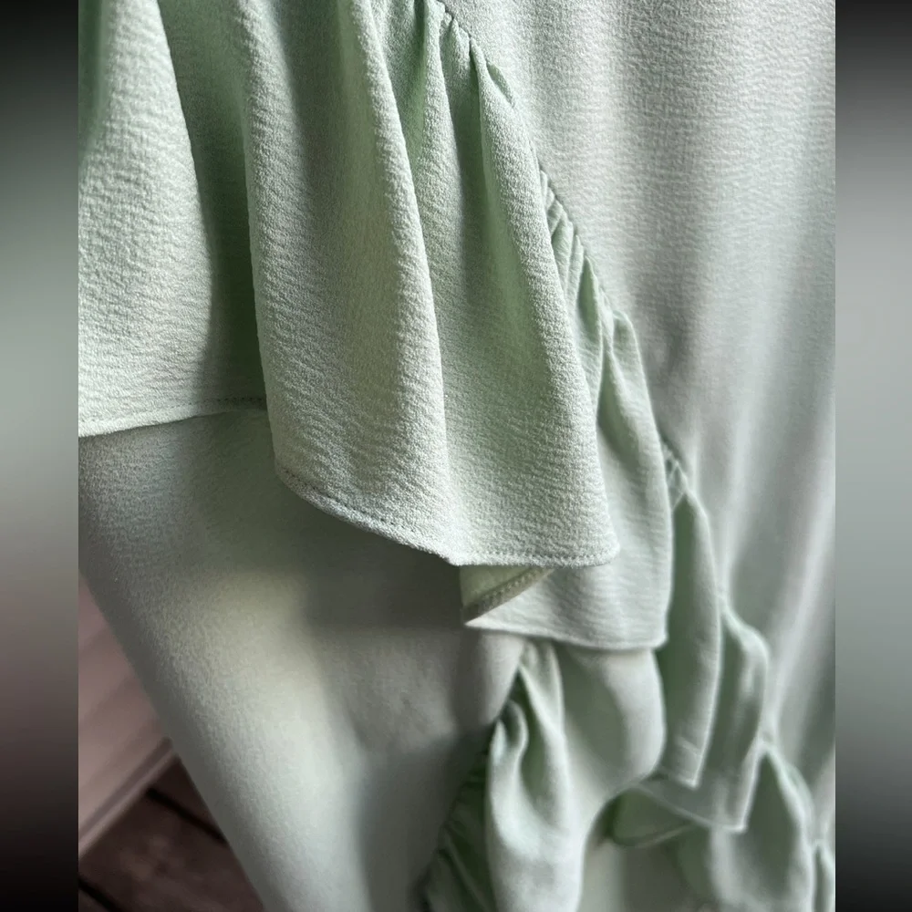 🆕 🌿Dress the Population XXL Mint Green Asymmetrical Maxi Wedding Evening Gown🌿 - Picture 10 of 14